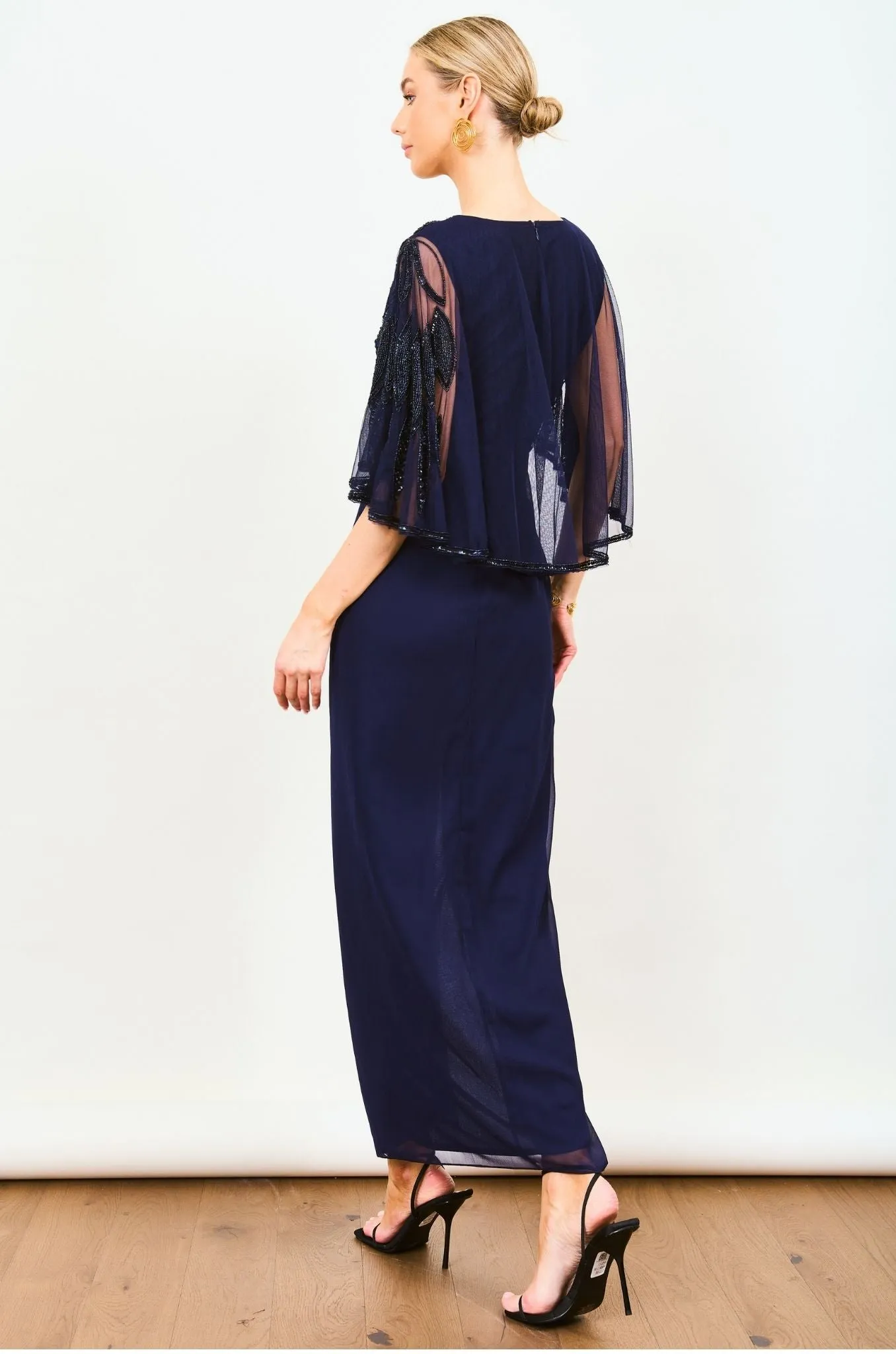 Ursula Navy Cape Maxi