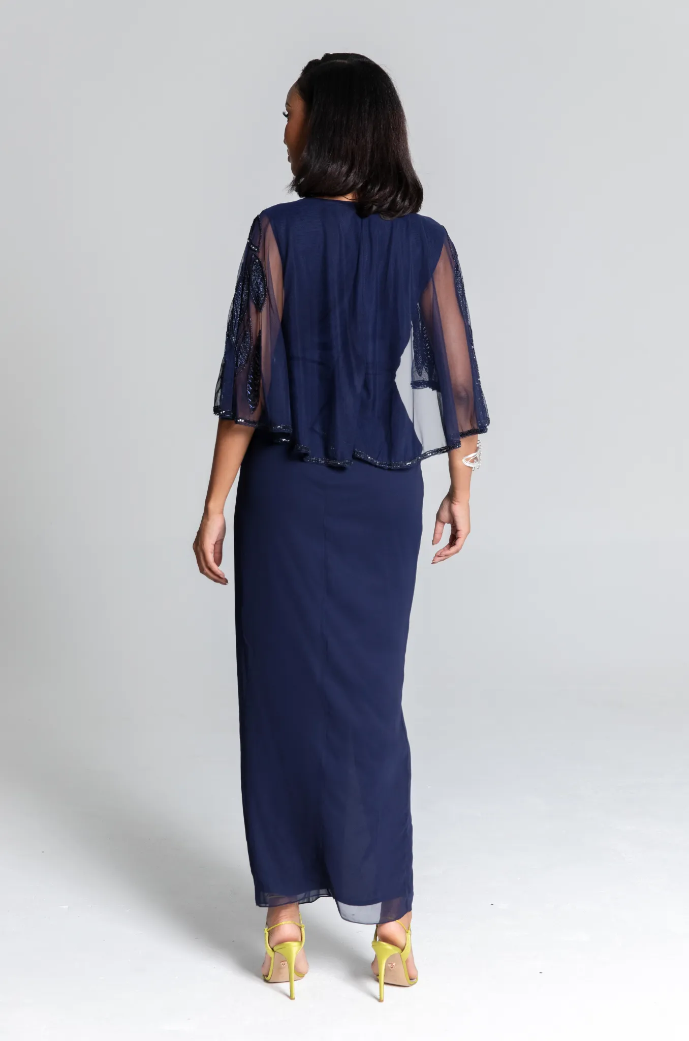 Ursula Navy Cape Maxi