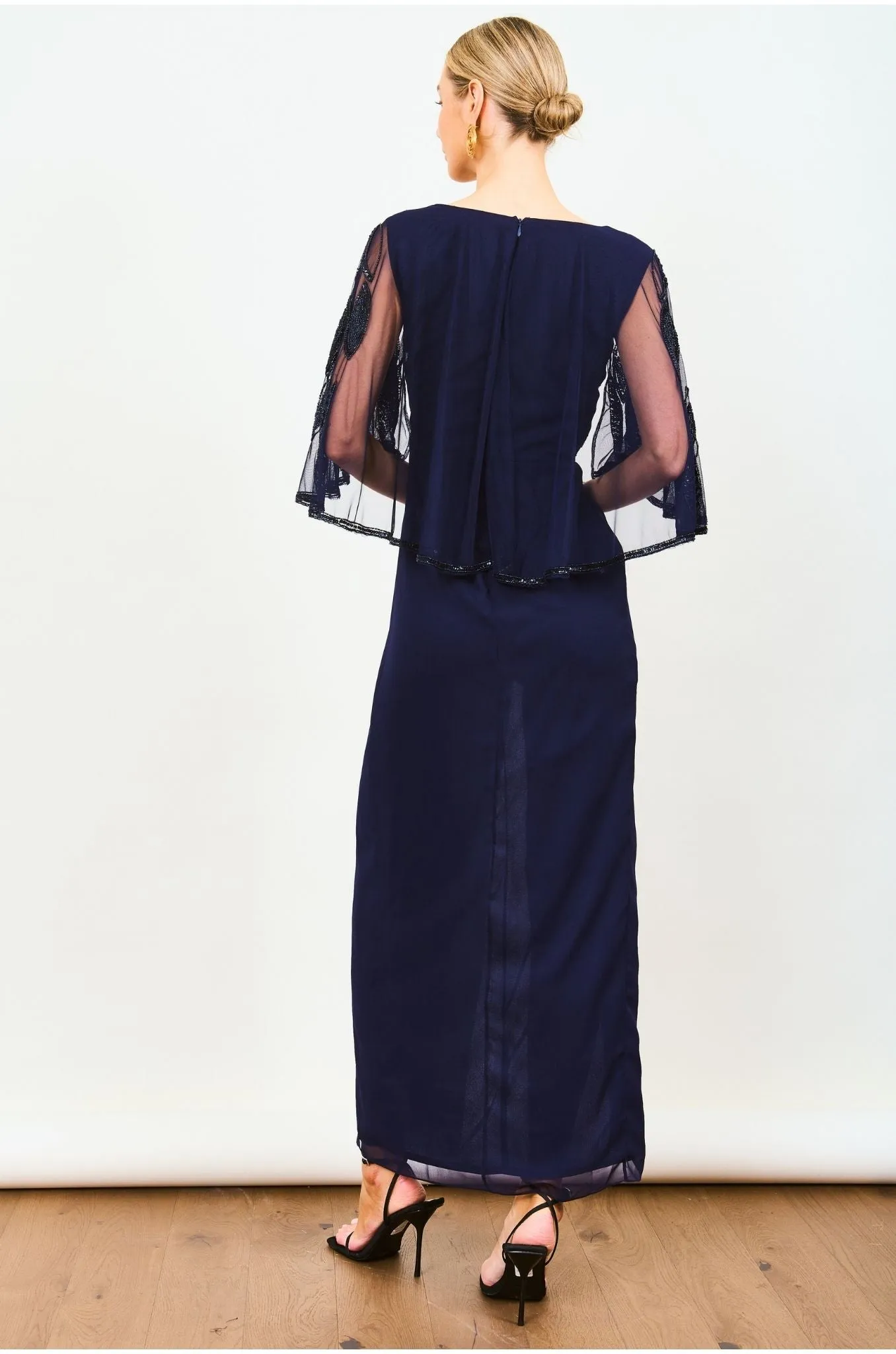 Ursula Navy Cape Maxi