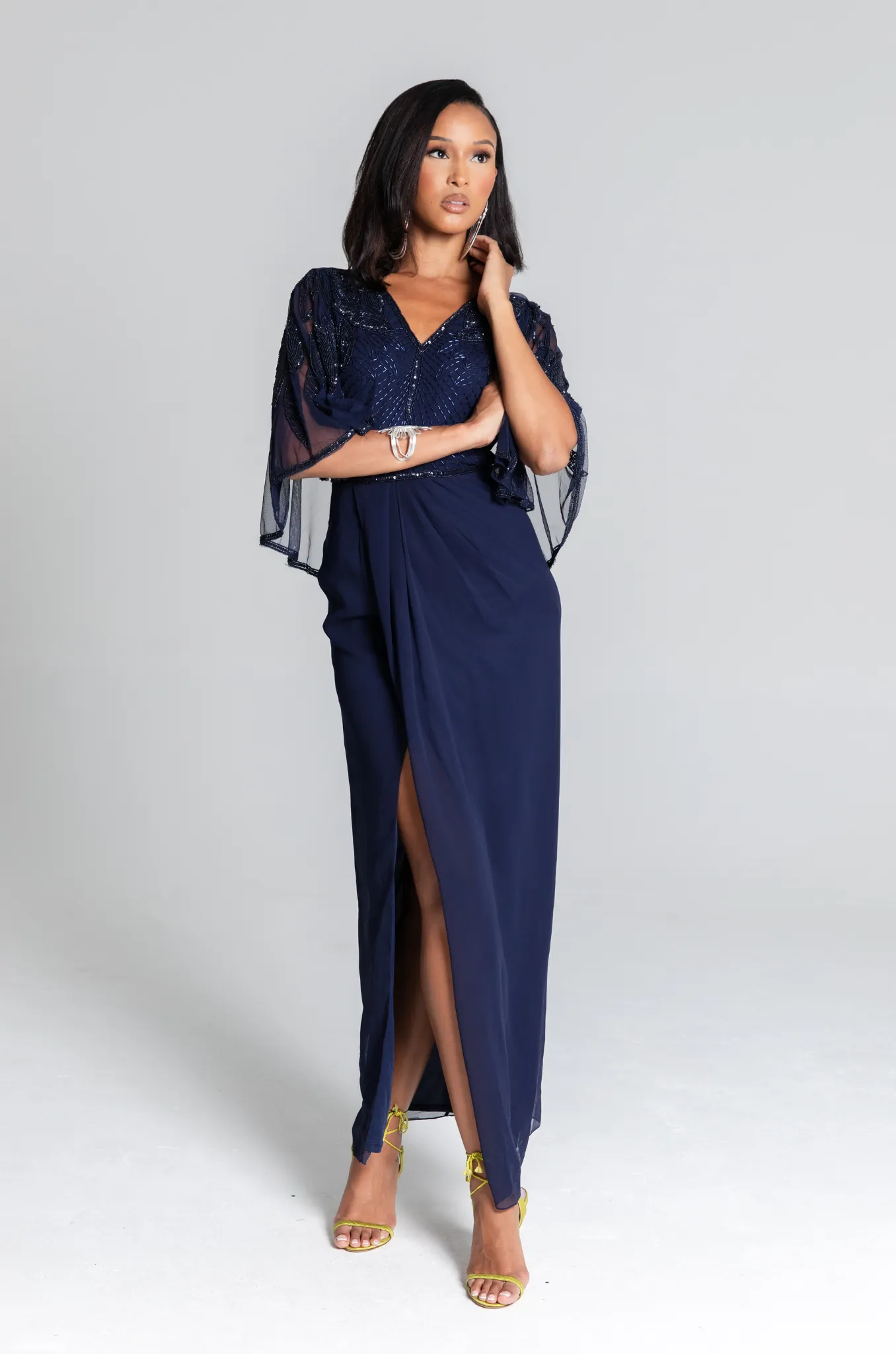 Ursula Navy Cape Maxi