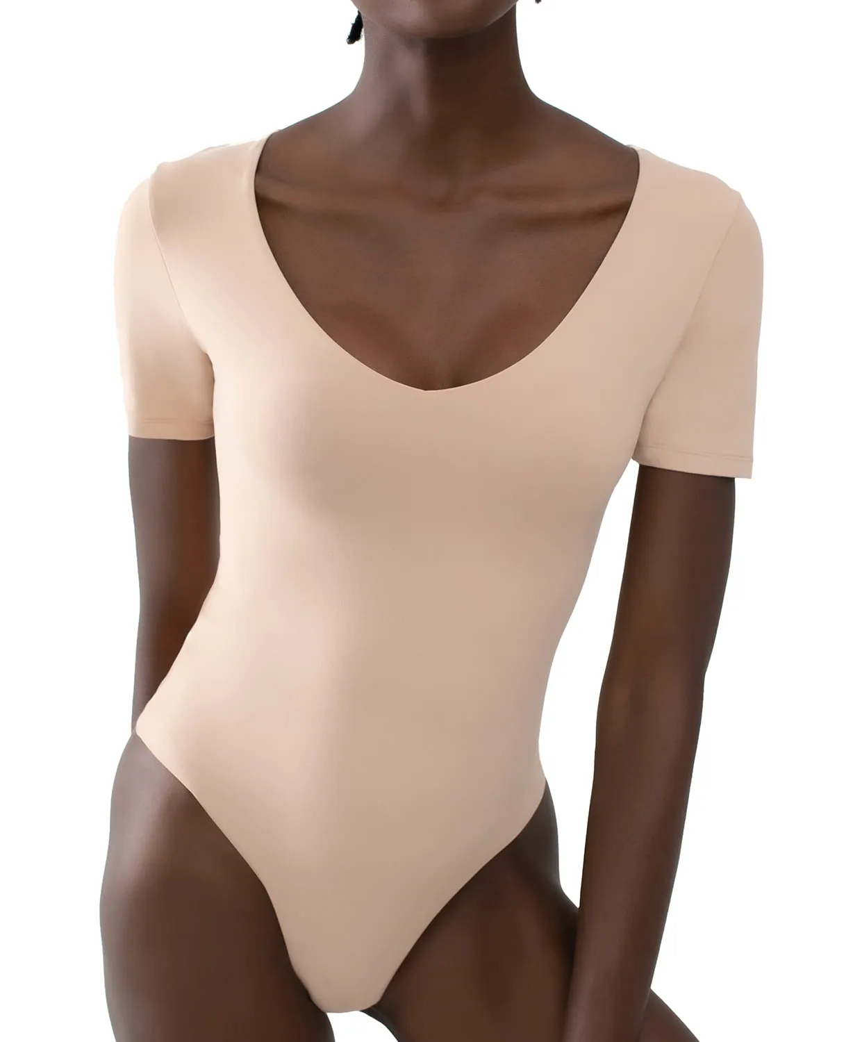V Neck Short Sleeve Bodysuit