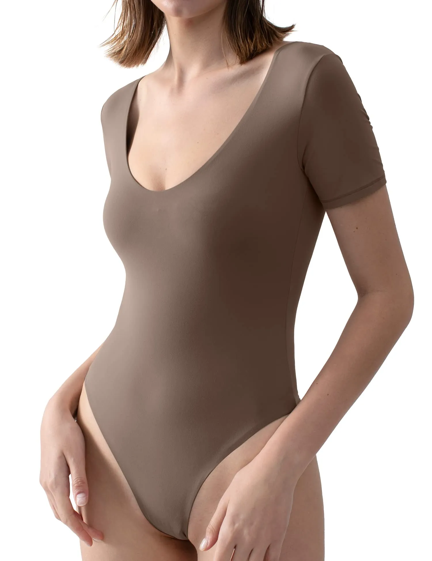 V Neck Short Sleeve Bodysuit