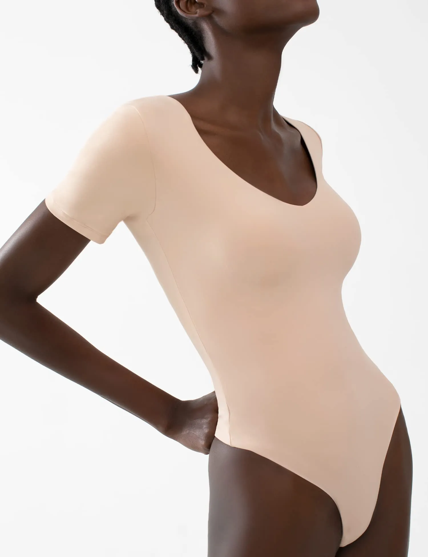 V Neck Short Sleeve Bodysuit