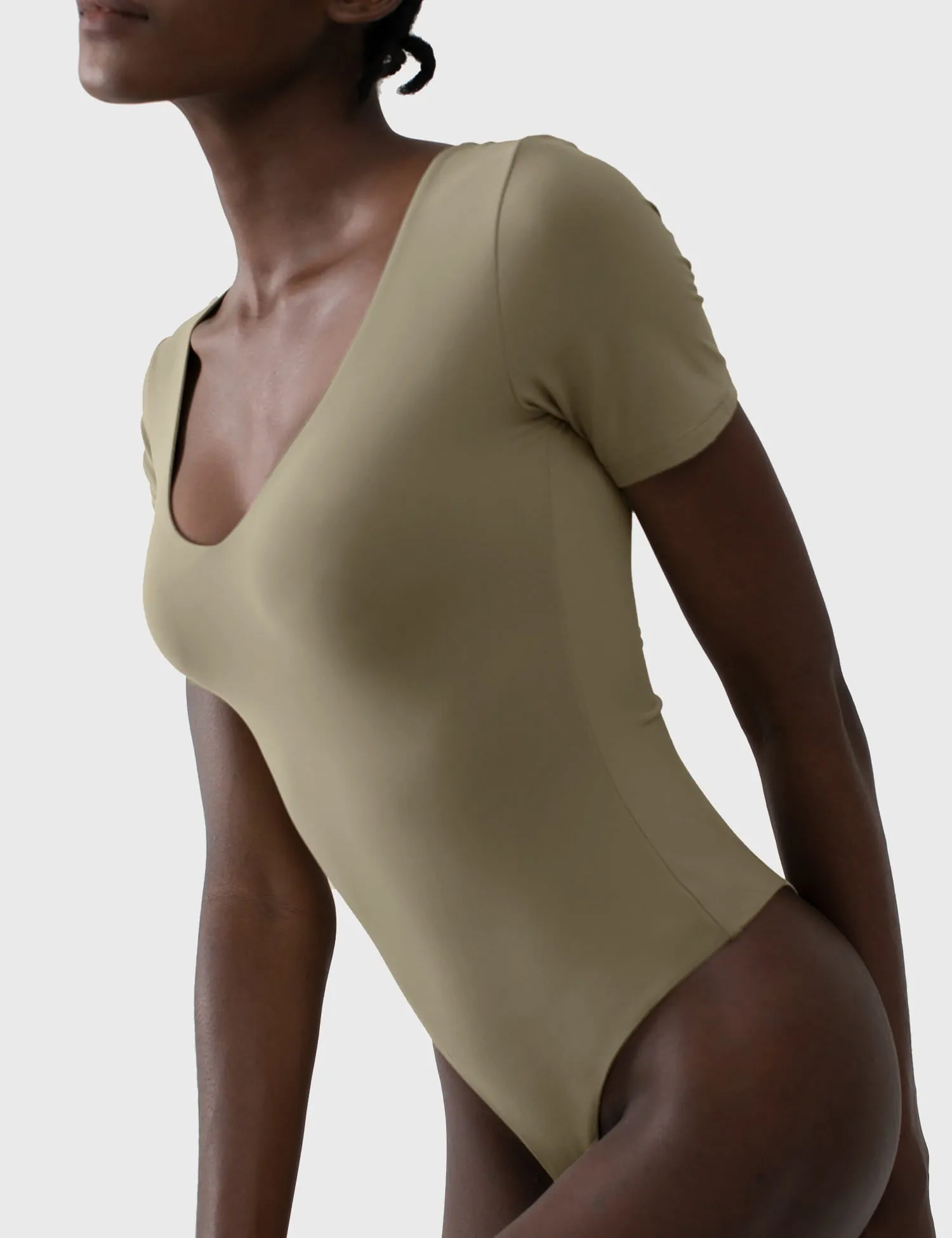 V Neck Short Sleeve Bodysuit