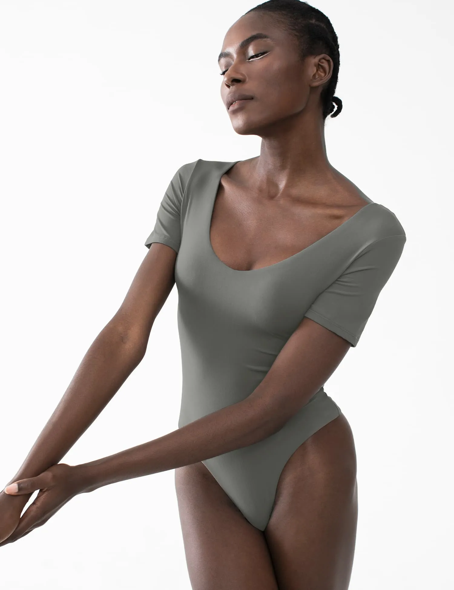 V Neck Short Sleeve Bodysuit