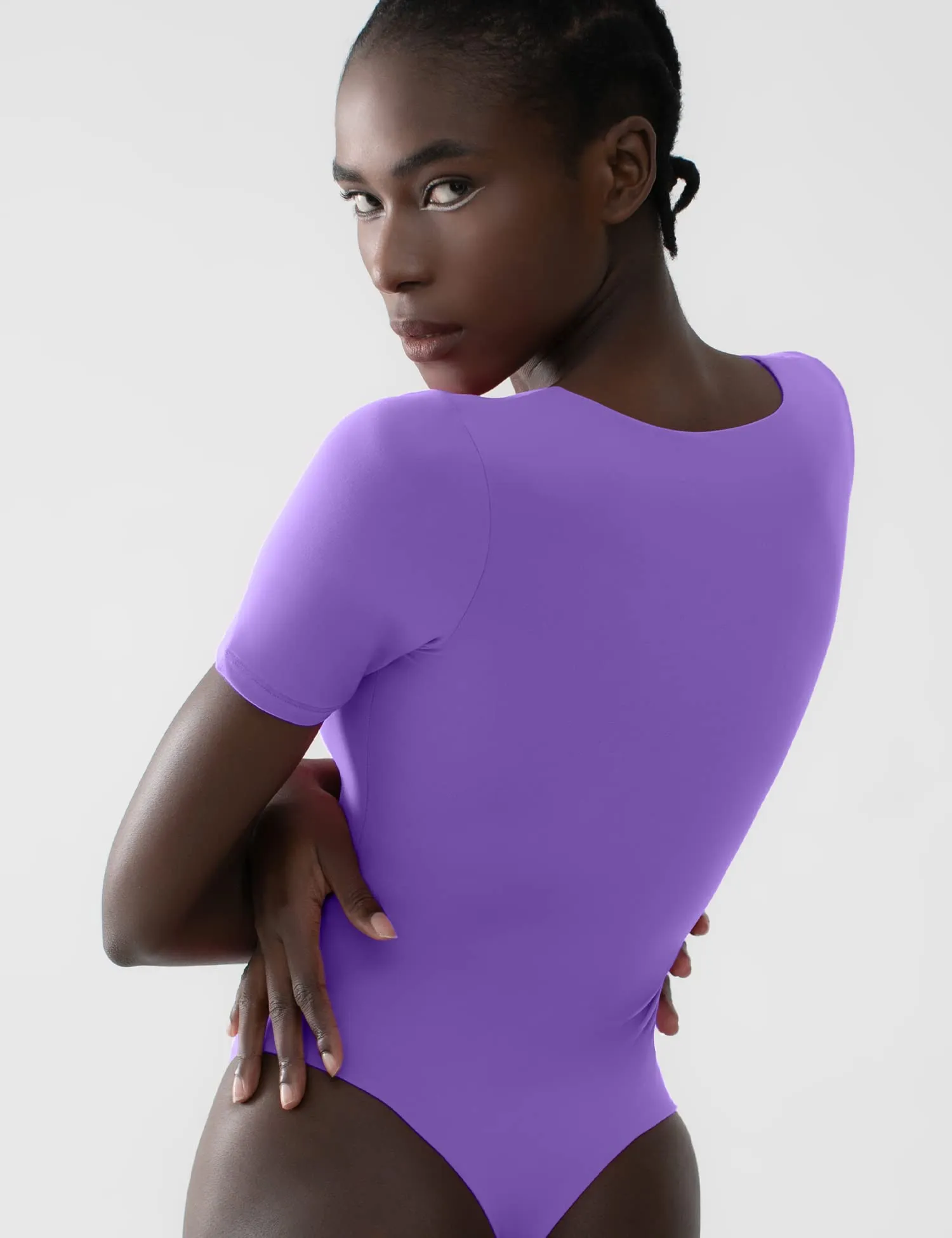 V Neck Short Sleeve Bodysuit