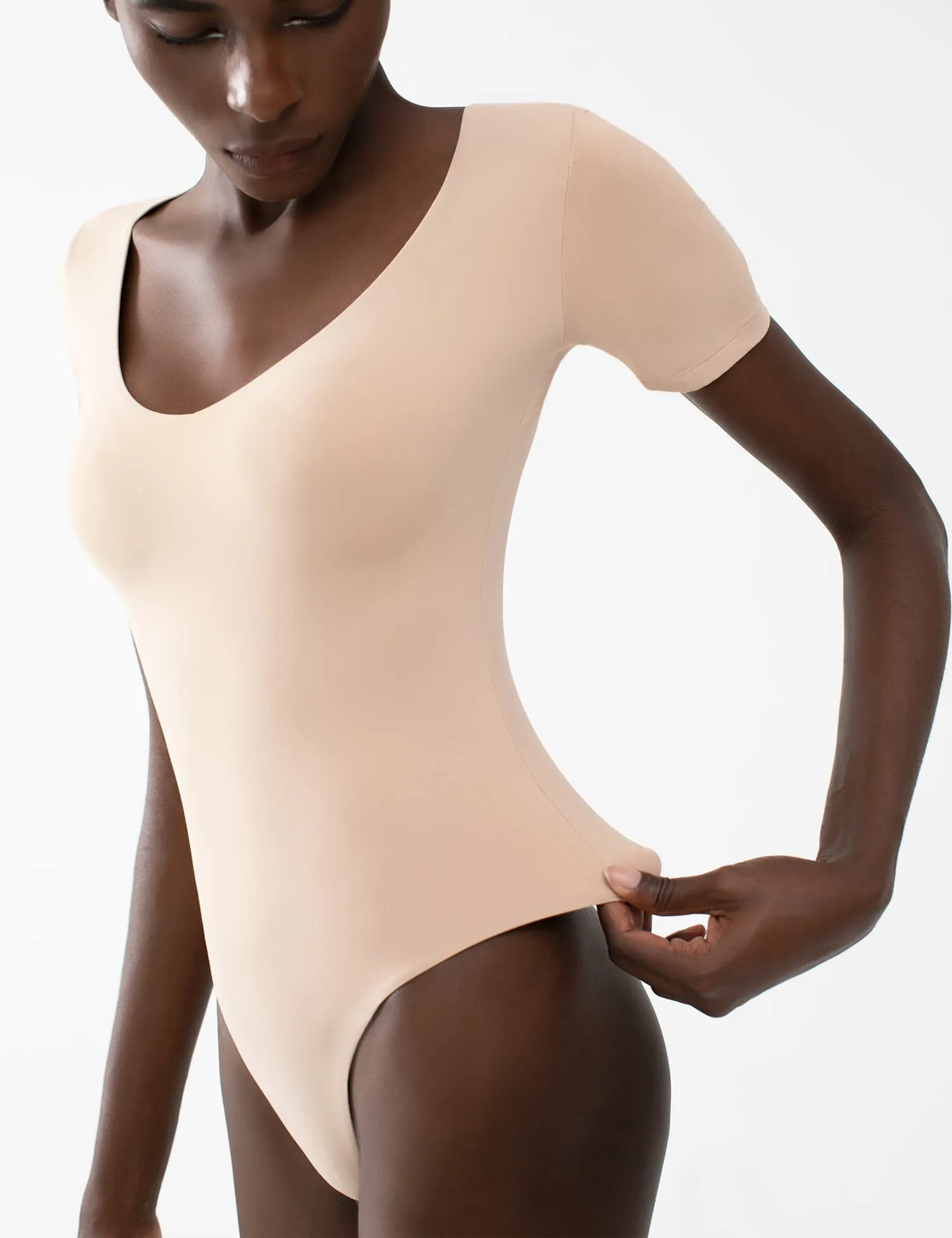 V Neck Short Sleeve Bodysuit