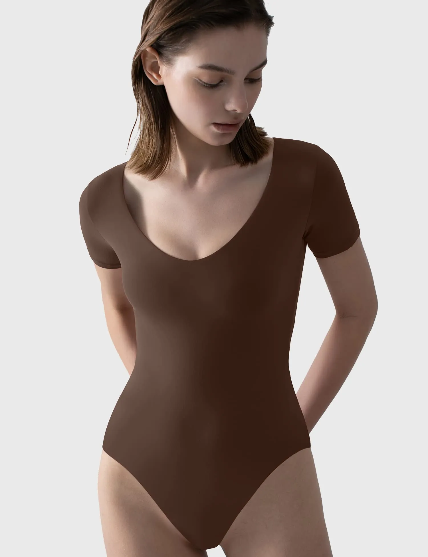 V Neck Short Sleeve Bodysuit