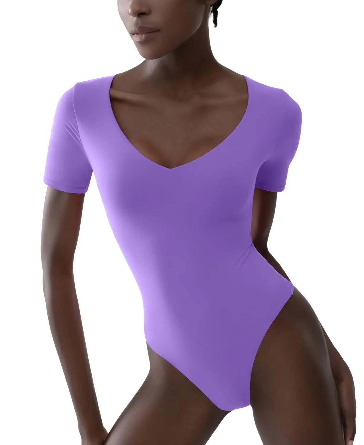 V Neck Short Sleeve Bodysuit