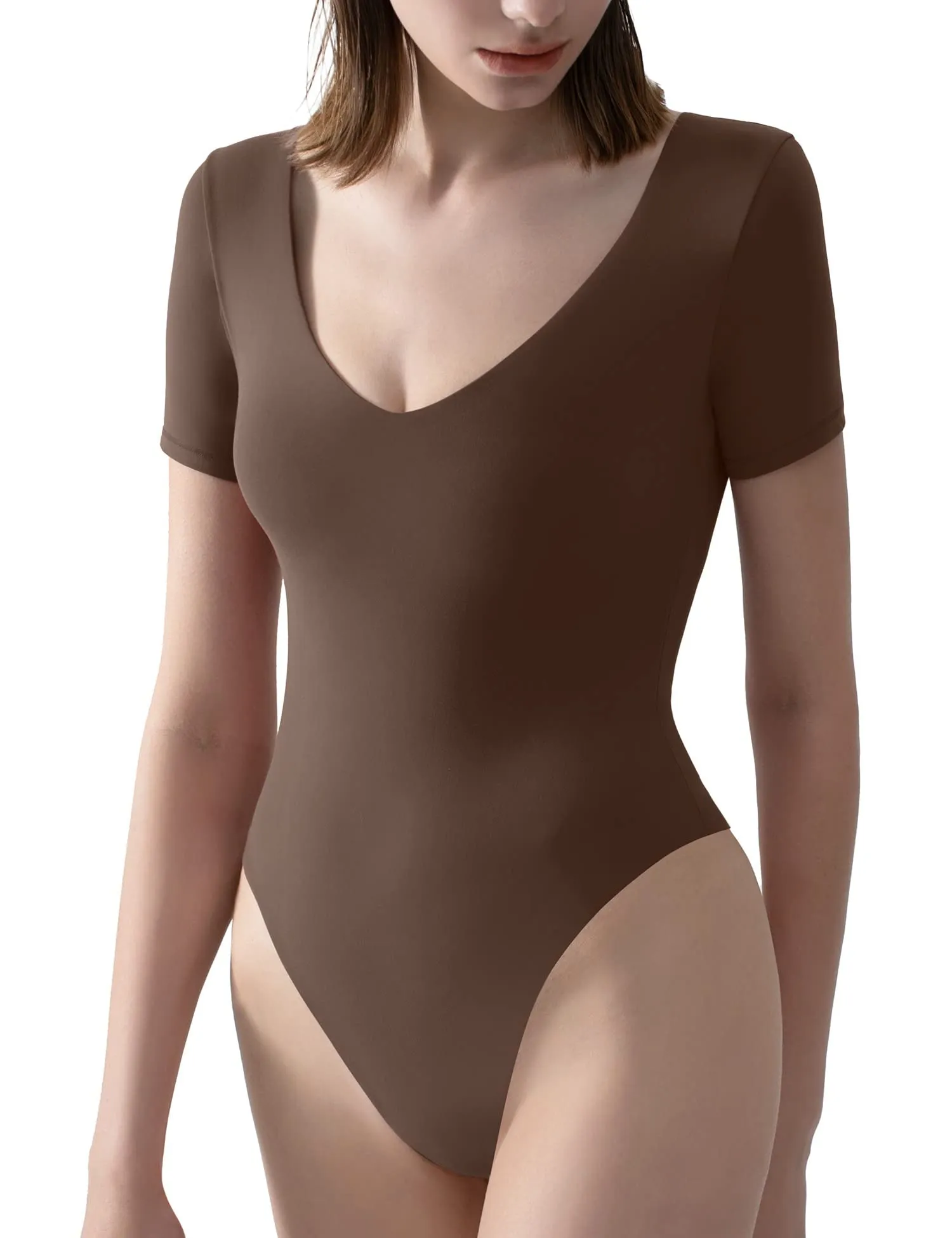 V Neck Short Sleeve Bodysuit