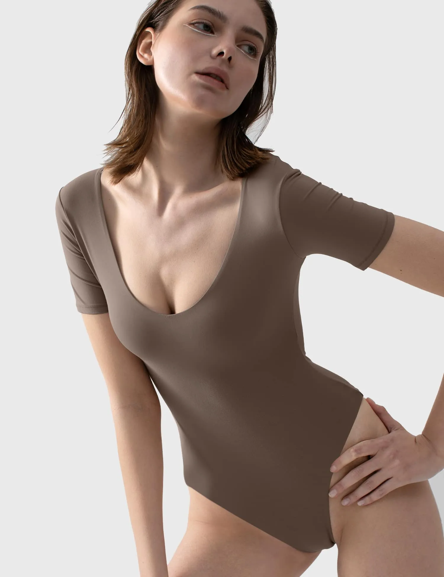 V Neck Short Sleeve Bodysuit