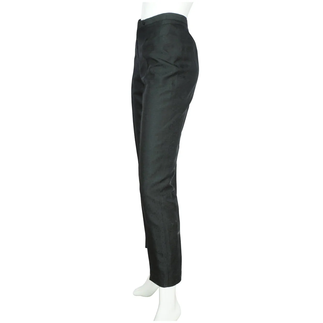 Vintage 1950s Bombshell Cigarette Pants Woven Black Silk Jacques Maraut Paris - Sz S