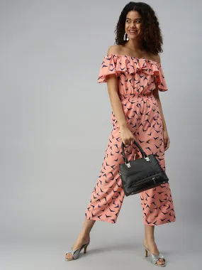 Women's Pink Geometrical Jumpsuit
