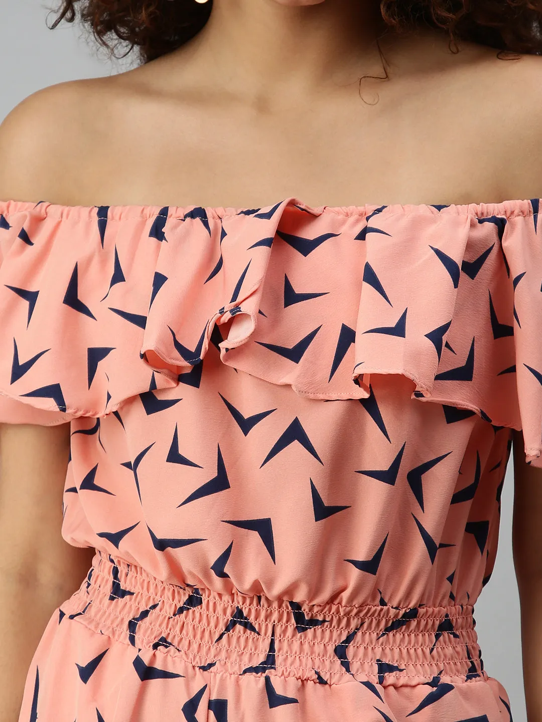 Women's Pink Geometrical Jumpsuit
