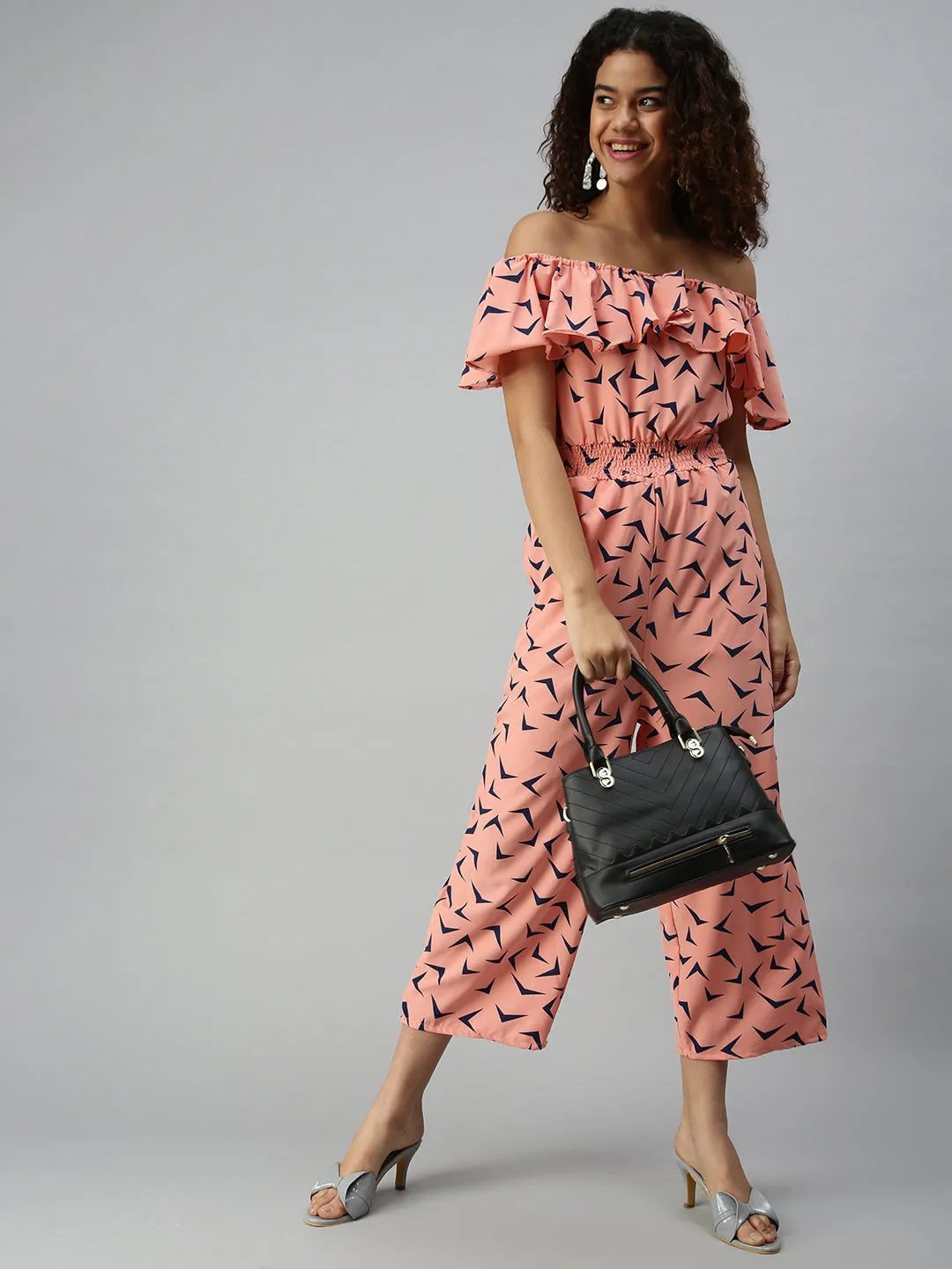 Women's Pink Geometrical Jumpsuit