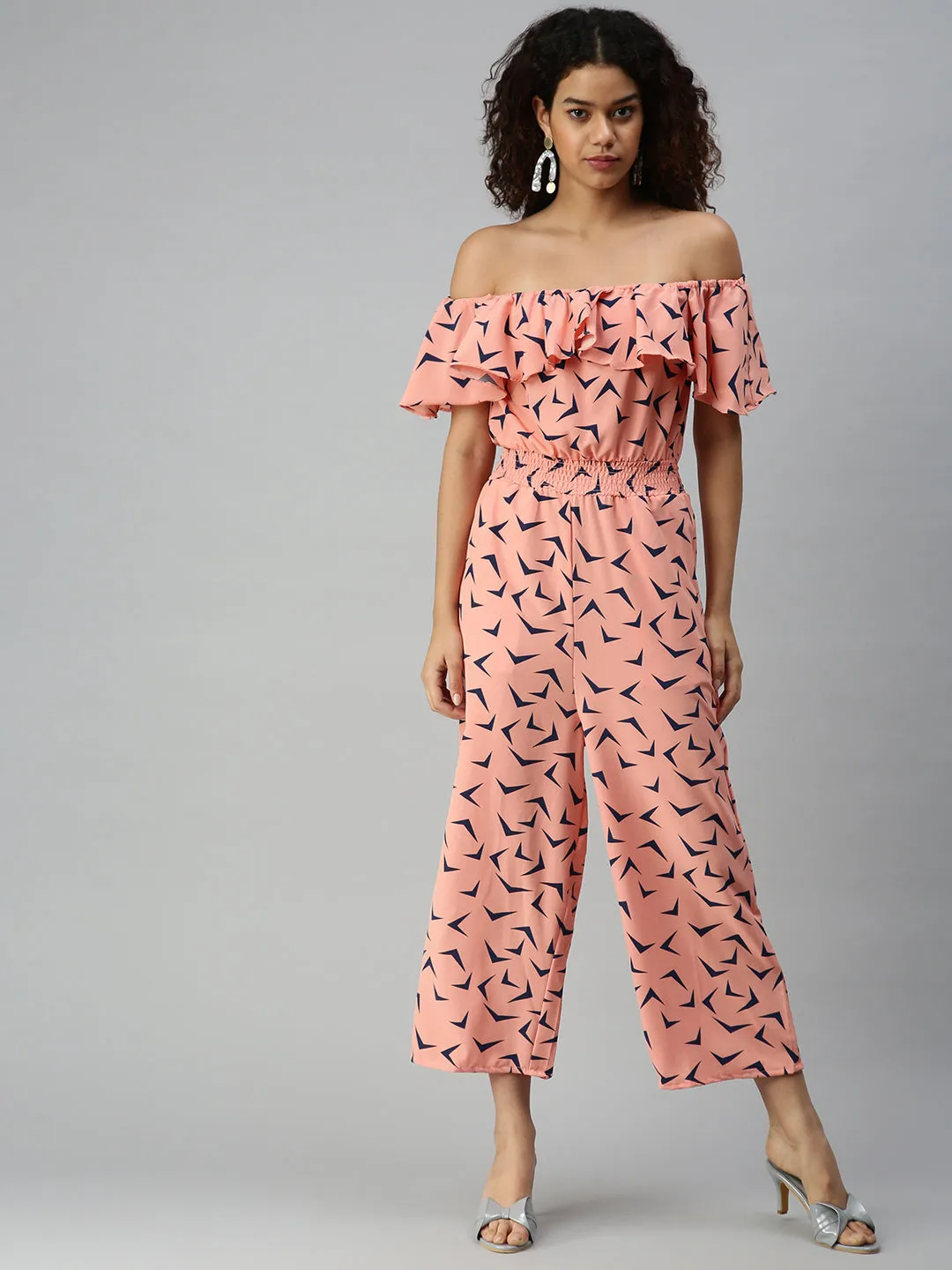 Women's Pink Geometrical Jumpsuit