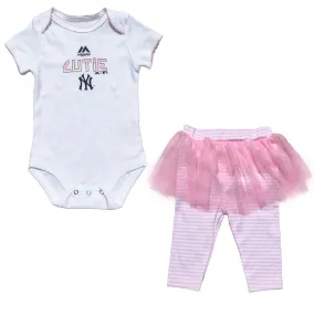 Yankees Baby Girl Pink Creeper and Tutu Leggings