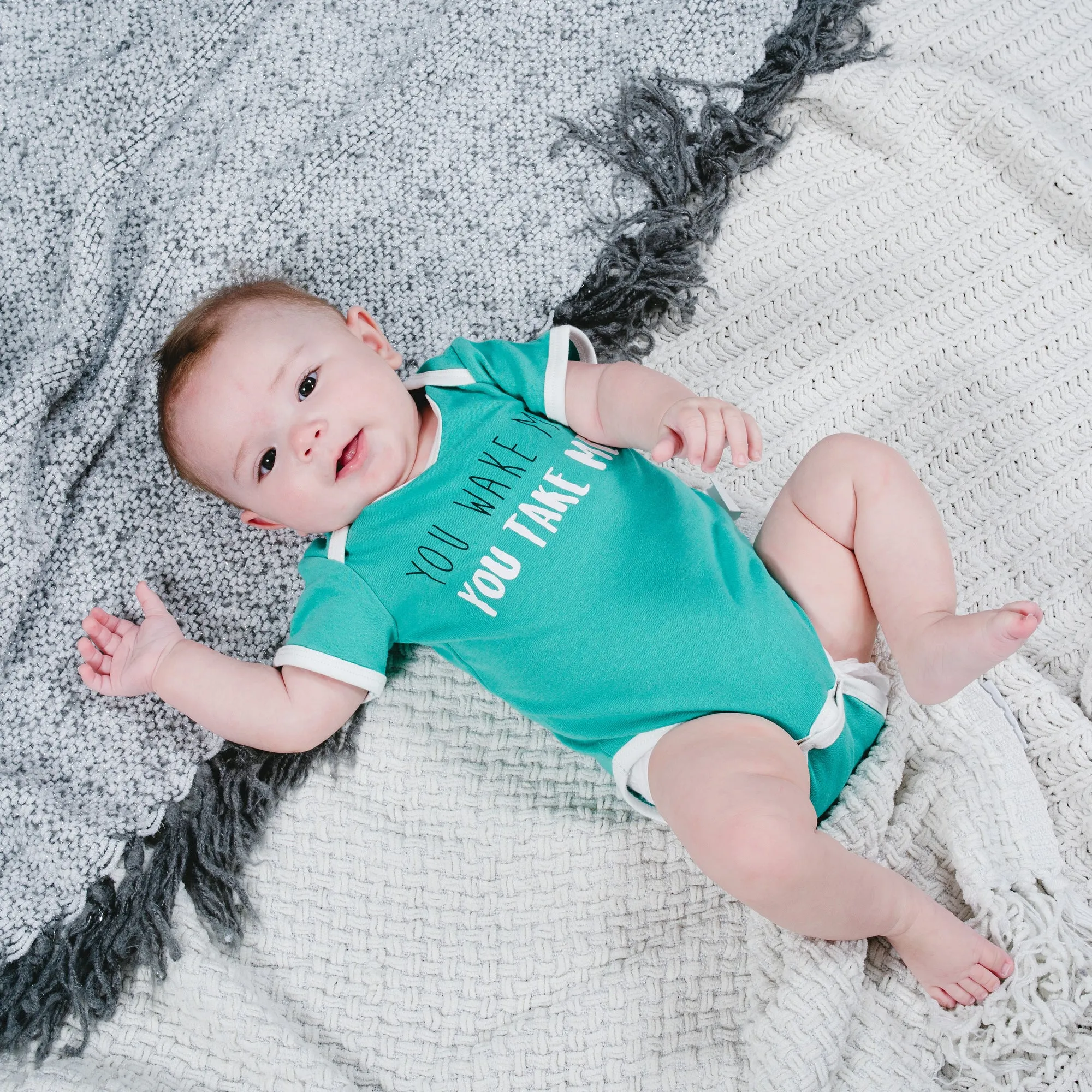 You Wake Me Teal Bodysuit